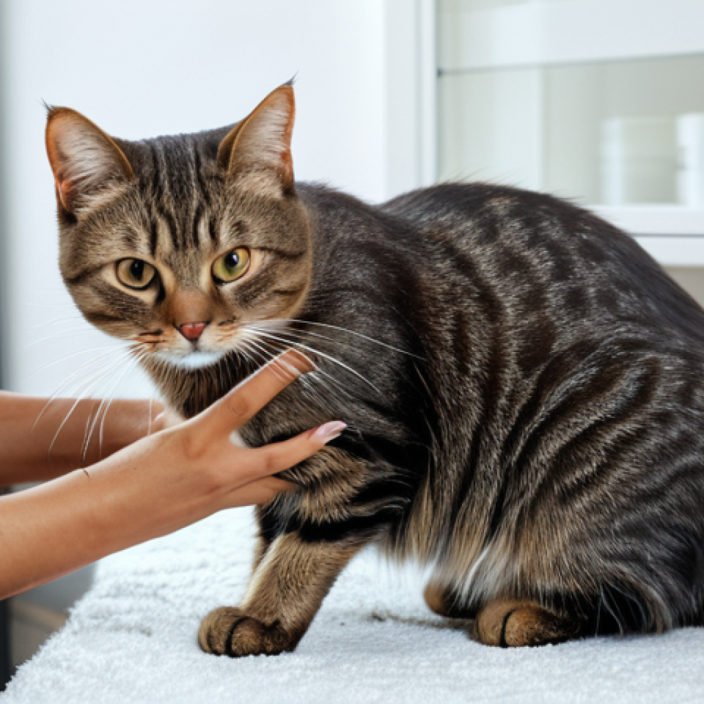 **
A cat with shiny, healthy fur, being gently brushed. The cat is fully clothed. Background is a clean, cozy home environment. safe for work, appropriate content, professional, perfect anatomy, natural proportions, modest clothing, well-formed hands, proper finger count.
**