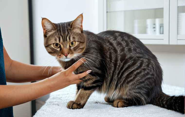 **

A cat with shiny, healthy fur, being gently brushed. The cat is fully clothed. Background is a clean, cozy home environment.  safe for work, appropriate content, professional, perfect anatomy, natural proportions, modest clothing, well-formed hands, proper finger count.

**