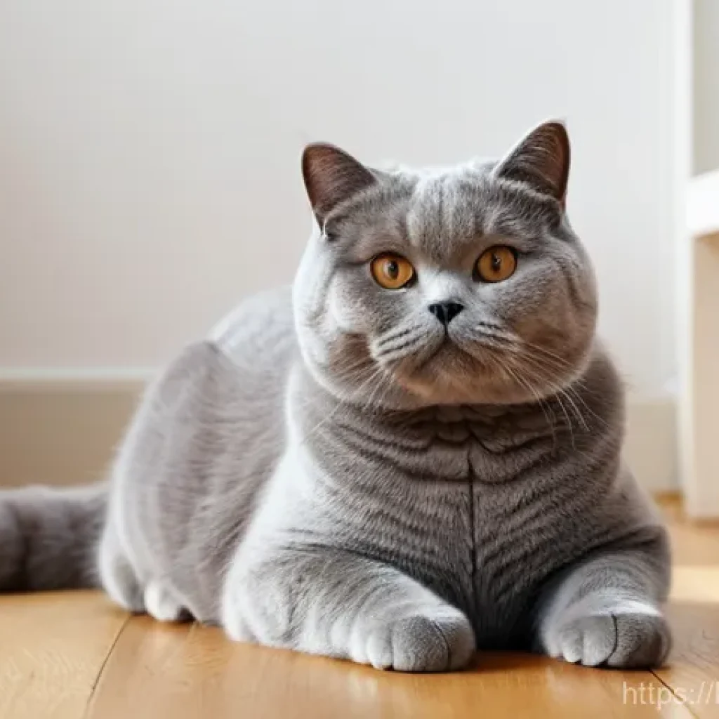 브리티시 숏헤어 털 빠짐 - **Prompt:** A serene British Shorthair cat with its characteristic dense, plush fur, sitting calmly ...